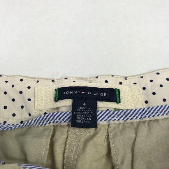 Tommy Hilfiger Womens Cotton Chino Khaki Shorts Beige Flat Front Pockets Size 4 - Picture 4 of 11